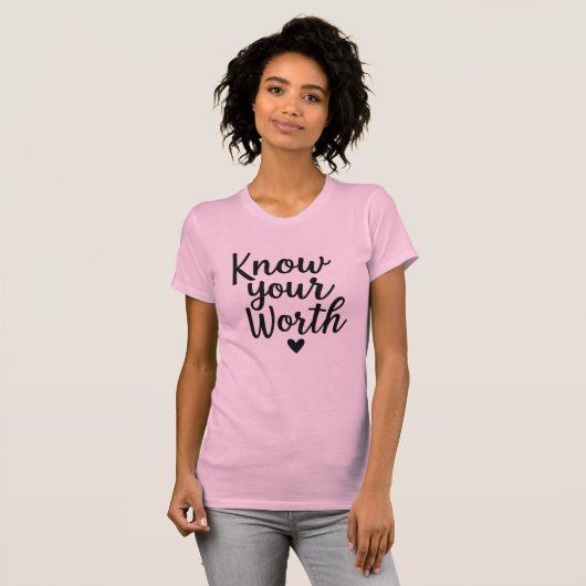 Ihr Vermögen kennen - rosa Script-Glitzer T-Shirt (Vorne ganz)