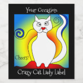 Ihr verrücktes Cat Lady Wine Label Weinetikett (Einzelnes Label)