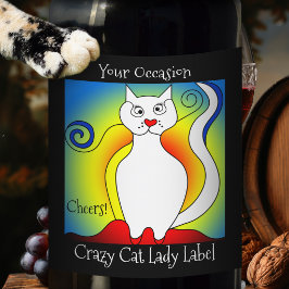 Ihr verrücktes Cat Lady Wine Label Weinetikett