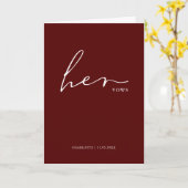 Ihr Vows Card Minimalistisch Script Vows Maroon Karte (Gelbe Blume)