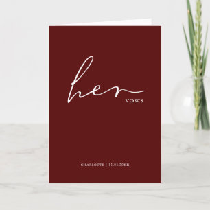 Ihr Vows Card Minimalistisch Script Vows Maroon Karte