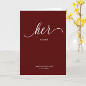 Ihr Vows Card Minimalistischer Script Maroon Karte (Gelbe Blume)