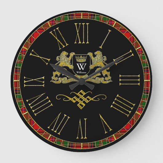 Ihr Wappen Monogramm und Farbe Große Wanduhr (Vorderseite)