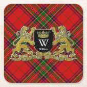 Ihr Wappen Monogramm und Tartan Rechteckiger Pappuntersetzer (Vorderseite)
