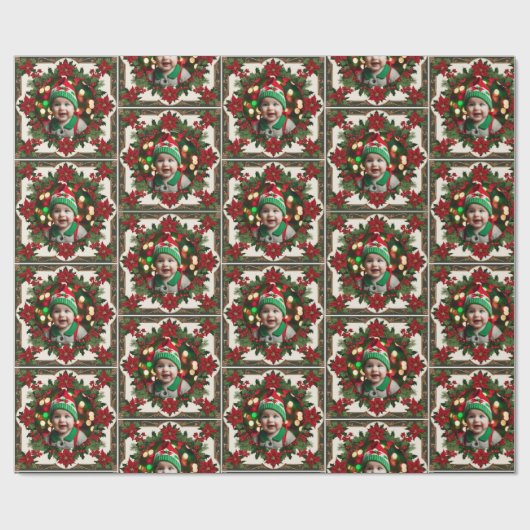 Ihr Weihnachtsbaby Foto Red Green Roll of Geschenkpapier (Flach)