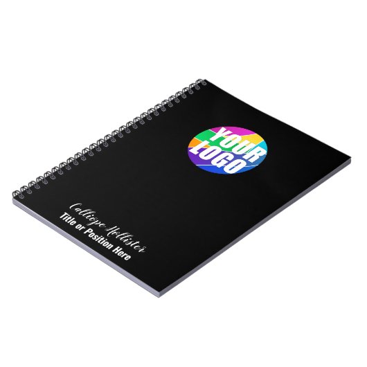 Ihr Werbeunternehmenslogo mit Namen und Titel Notizblock (Linke Seite)