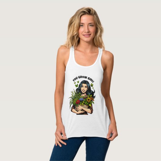 Ihr werdet Mädchen wachsen | Funny Retro Pflanze L Tank Top (Vorderseite Vollansicht)