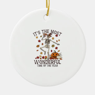 Ihr wunderbarster tanzender Skelett-Halloween-Hexe Keramik Ornament