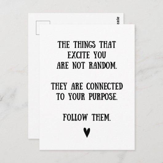 Ihr Zweck - inspirierendes Zitat Postkarte (Vorne/Hinten)