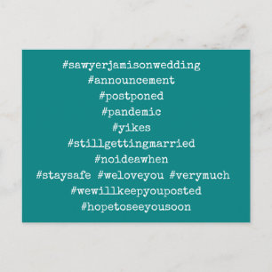 Ihre 12 Top-Hashtags, die auf Hochzeit verschoben Postkarte