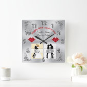 Ihre 1 oder 2 FOTOS Ruby Wedding Jubiläumsgeschenk Quadratische Wanduhr (Zuhause)