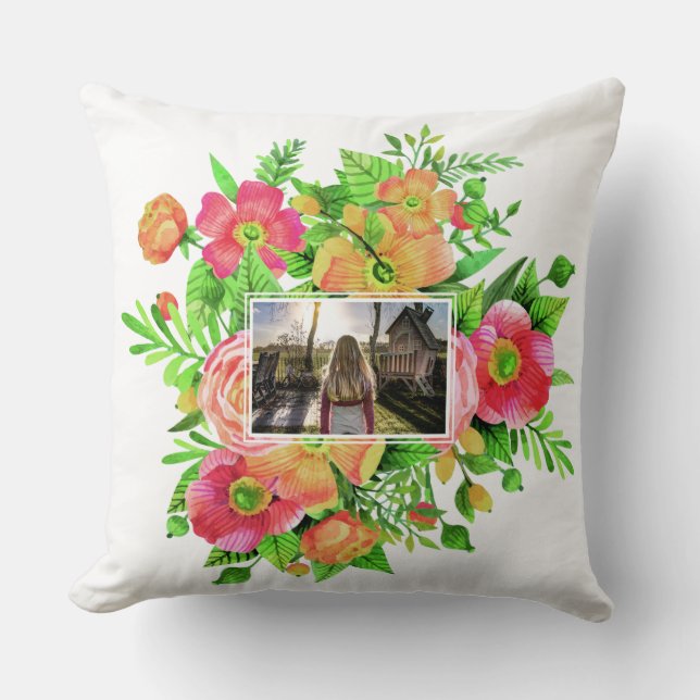 Ihre 2 Fotos in Blume Frames werfen Kissen (Vorderseite)