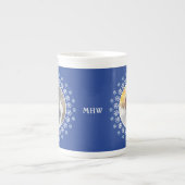 IHRE 2 FOTOS & MONOGRAM Snowflake Frame Tasse (Vorderseite)