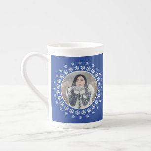 IHRE 2 FOTOS & MONOGRAM Snowflake Frame Tasse