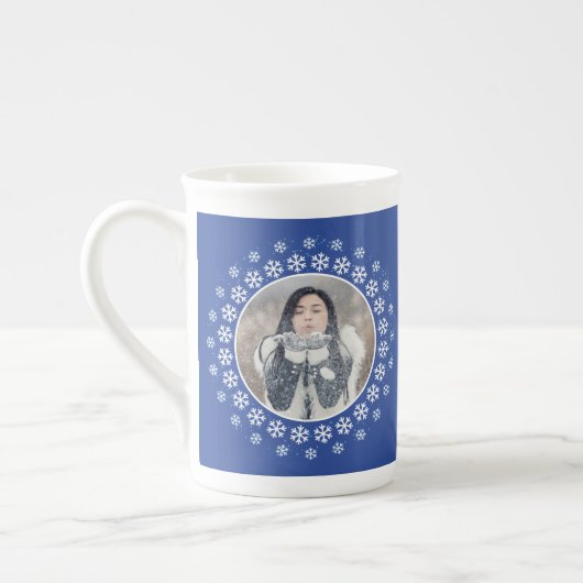 IHRE 2 FOTOS & MONOGRAM Snowflake Frame Tasse (Links)
