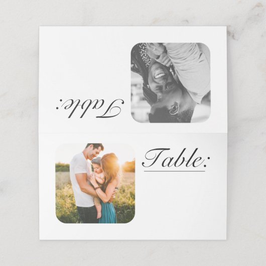 Ihre 2 Fotos Tischnummern Platzkarte (Außenseite Aufgefaltet)