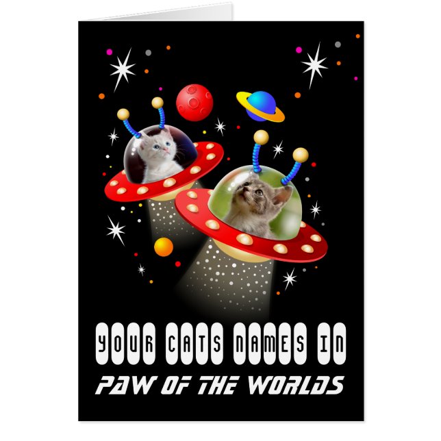Ihre 2 Katzen in einer Alien Raumschiff UFO Sci Fi (Vorne)