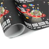 Ihre 2 Katzen in einer Alien Raumschiff UFO Sci Fi Geschenkpapier (Rolleneckpunkt)