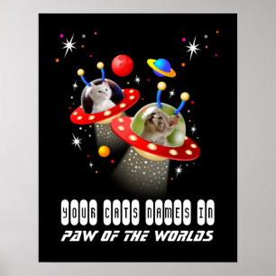 Ihre 2 Katzen in einer Alien Raumschiff UFO Sci Fi Poster