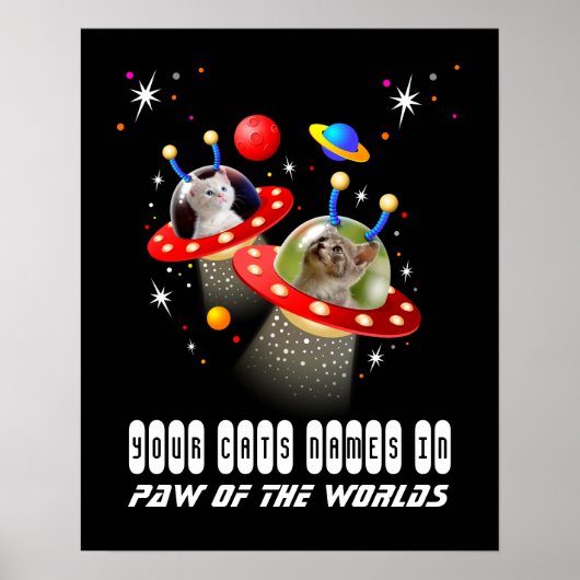 Ihre 2 Katzen in einer Alien Raumschiff UFO Sci Fi Poster (Vorne)