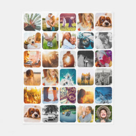 Ihre 30 Fotos weiche, abgerundete Quadrat-Collage Fleecedecke