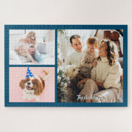 Ihre 3 Fotos und Skriptnamen in Ocean Blue Puzzle