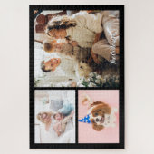 Ihre 3 Fotos und Skriptnamen in Schwarz Puzzle (Vertikal)