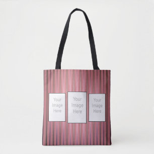 Ihre 3 individuellen Foto mit modernen rosa Streif Tasche