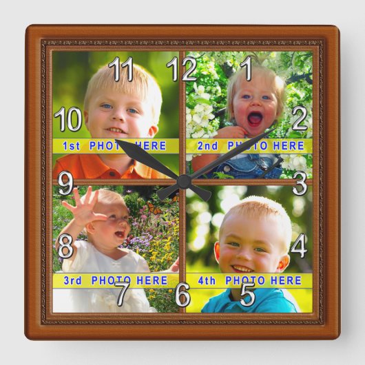 Ihre 4 Bilder Personalisiertes Foto Uhr Geschenk I (Vorderseite)