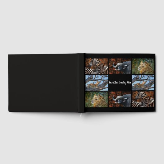 IHRE 4-Foto-Collage mit Text Safari Tier Gästebuch (Voll)