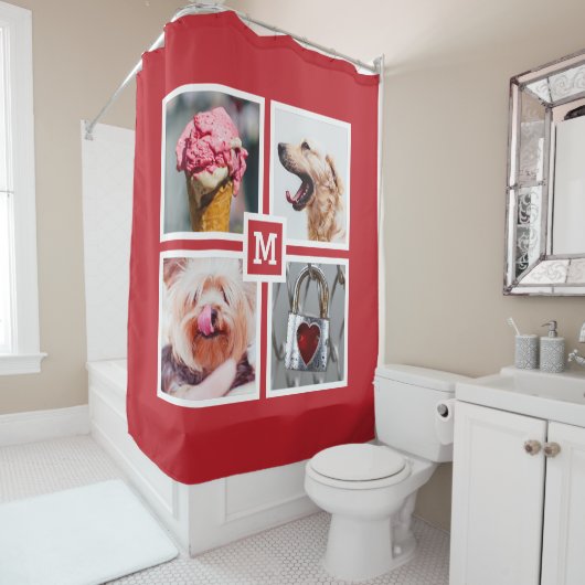 IHRE 4 FOTO & MONOGRAM Duschvorhang (Beispiel)