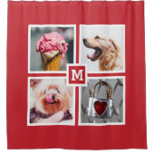 IHRE 4 FOTO & MONOGRAM Duschvorhang (Vorderseite)