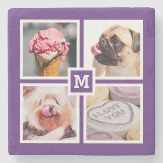 IHRE 4 FOTO & MONOGRAM Untersetzer (Vorderseite)