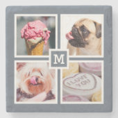 IHRE 4 FOTO & MONOGRAM Untersetzer (Vorderseite)