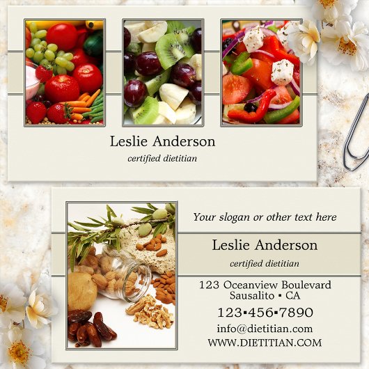 Ihre 4 Fotos Diätetiker oder Nutrionist Elegante Visitenkarte