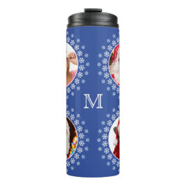 IHRE 4 FOTOS in einem Snowflake Rahmen Custom Tumb Thermosbecher