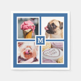 IHRE 4 FOTOS & MONOGRAM Papierservietten