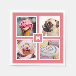 IHRE 4 FOTOS & MONOGRAM Papierservietten