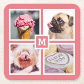 IHRE 4 FOTOS & MONOGRAMM Untersetzer (Vorderseite)