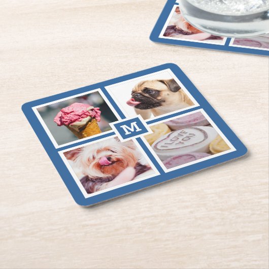 IHRE 4 FOTOS & MONOGRAMM Untersetzer (angewinkelt)