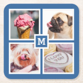 IHRE 4 FOTOS & MONOGRAMM Untersetzer (Vorderseite)