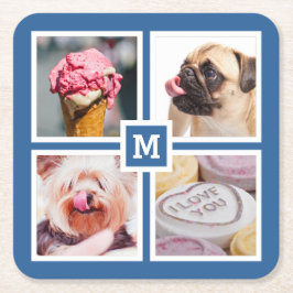 IHRE 4 FOTOS & MONOGRAMM Untersetzer