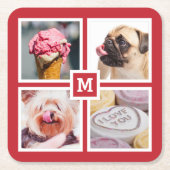 IHRE 4 FOTOS & MONOGRAMM Untersetzer (Vorderseite)