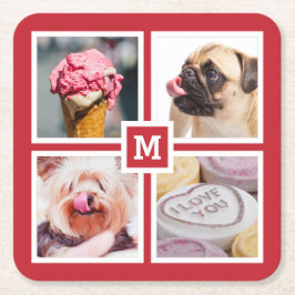 IHRE 4 FOTOS & MONOGRAMM Untersetzer