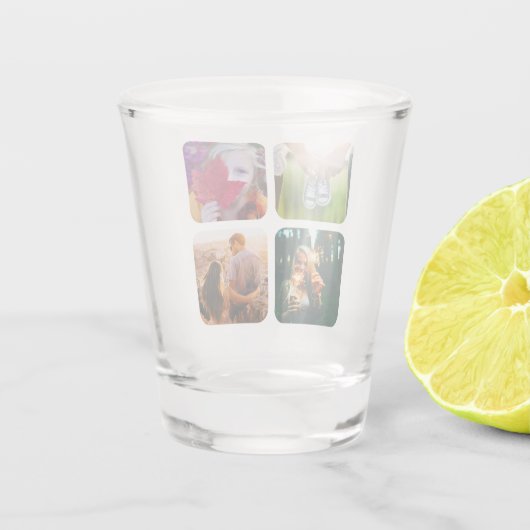 Ihre 4 Fotos Rundglas-Vorlage Schnapsglas (Rückseite)