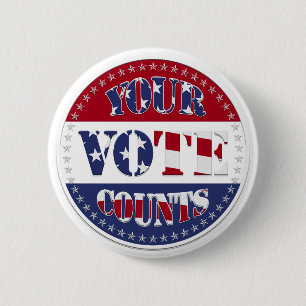 IHRE ABSTIMMUNGEN Runde mit US Flag & 50 Sterne v2 Button