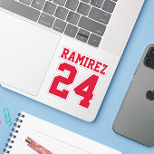 Ihre benutzerdefinierte Jersey-Nummer und Ihr Name Aufkleber (Laptop mit iPhone)