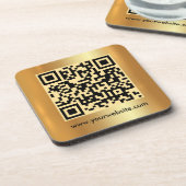 Ihre benutzerdefinierte Text QR Code Gold Square V Getränkeuntersetzer (Linke Seite)
