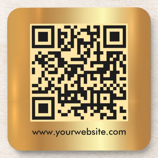 Ihre benutzerdefinierte Text QR Code Gold Square V Getränkeuntersetzer (Vorderseite)