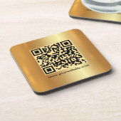 Ihre benutzerdefinierte Text QR-Code-Vorlage Gold- Getränkeuntersetzer (Linke Seite)